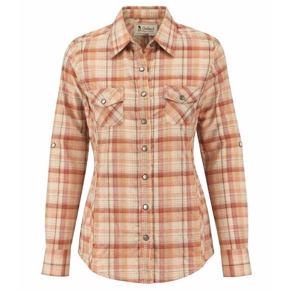 Outback Trading Co Button Down Womens Size S Western Pearl Snap Fitted Cowgirl